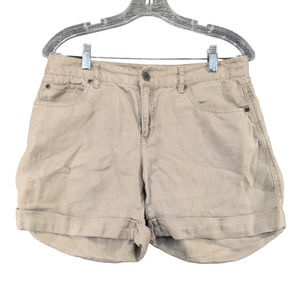 J Jill Womens Linen Shorts Tan Size 6 5 Pocket Belt Loops Cuffed